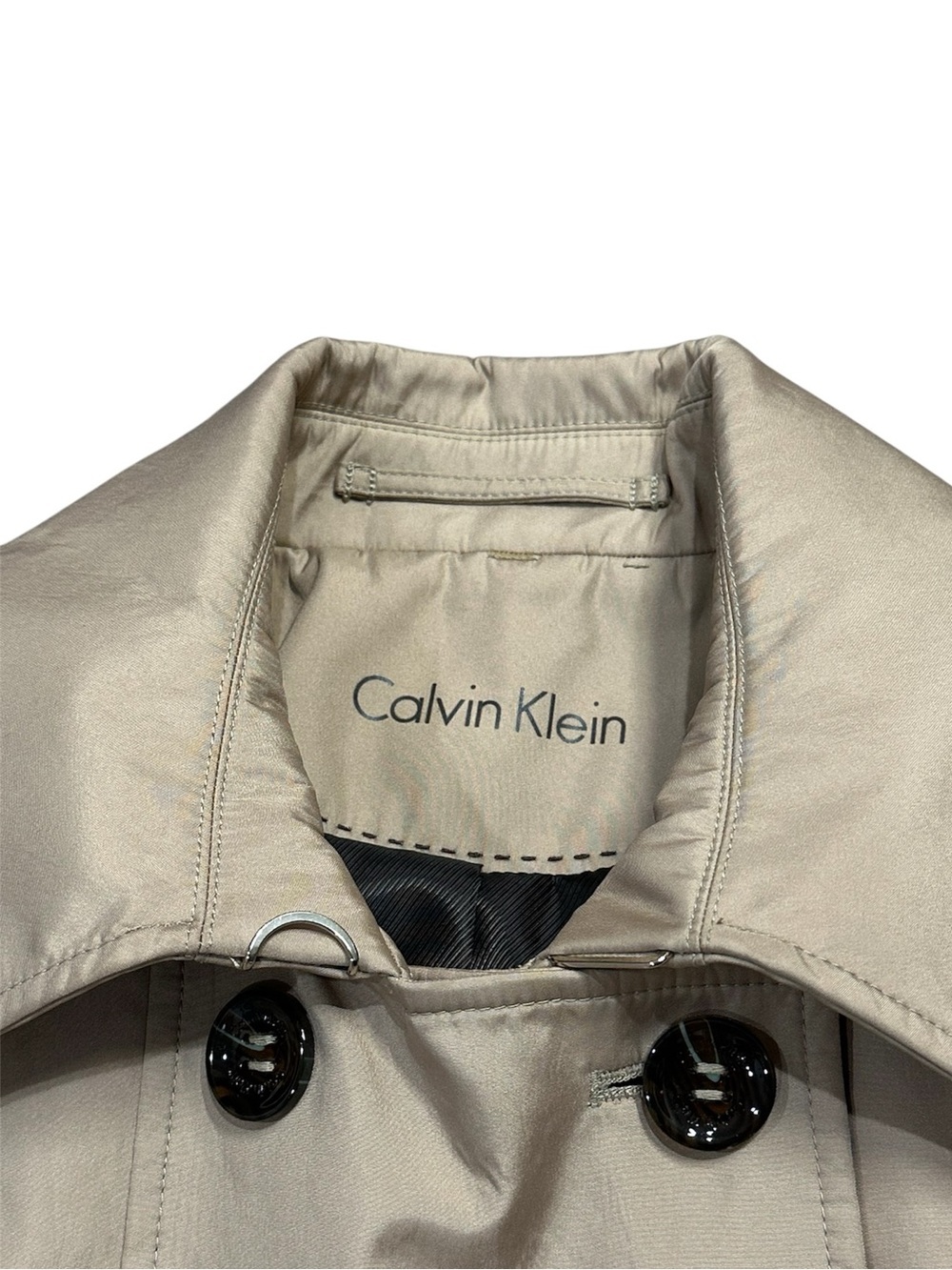 Calvin Klein Trench Coat Classic Double-Breasted Tan 90’s - Picture 10 of 12